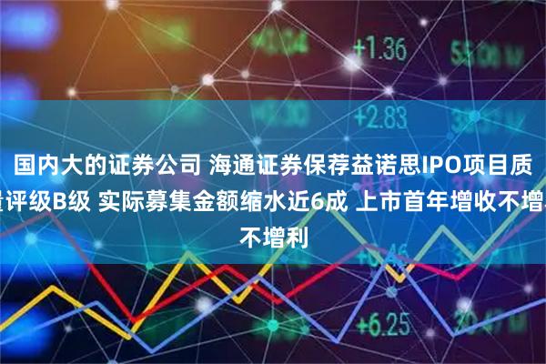 国内大的证券公司 海通证券保荐益诺思IPO项目质量评级B级 实际募集金额缩水近6成 上市首年增收不增利